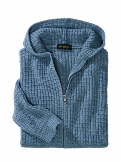 Waffel-Cardigan jeansblau