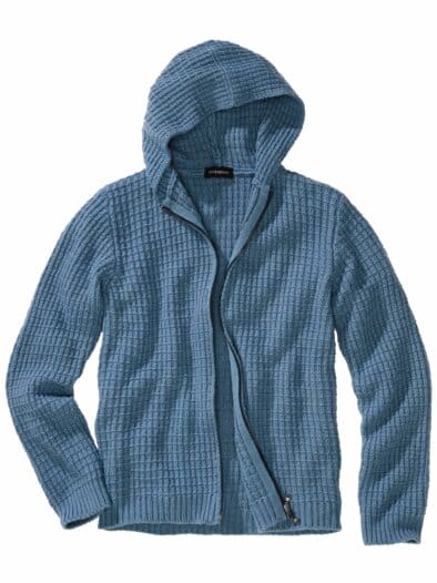 Waffel-Cardigan jeansblau