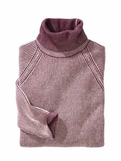 Chenille-Rollkragenpullover vanille/sauerkirsch