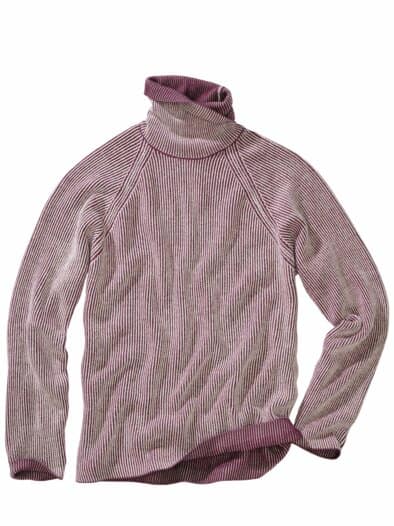 Chenille-Rollkragenpullover vanille/sauerkirsch