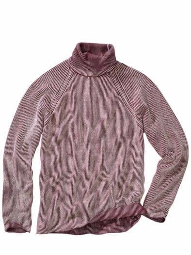 Chenille-Rollkragenpullover vanille/sauerkirsch