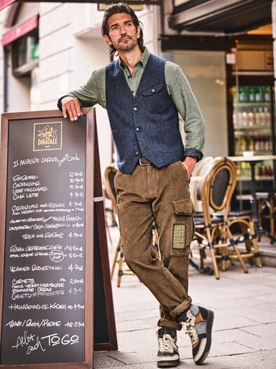 Portugiesische Tweed-Weste atlantikblau