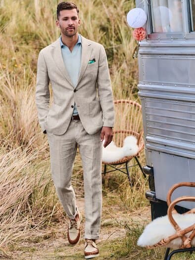 Formentera-Anzugsakko naturleinen