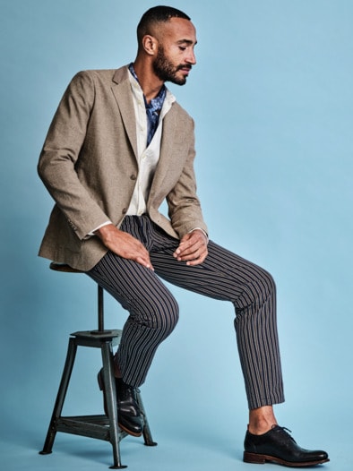 Blackbeard-Chino navy-braun-gestreift