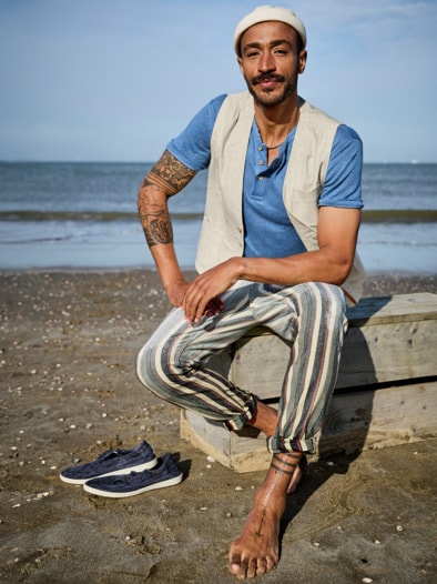 Saint-Tropez-Jeans Streifen ecru/indigo