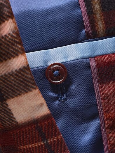 Cordsakko Lusandro Check marine/burgunder