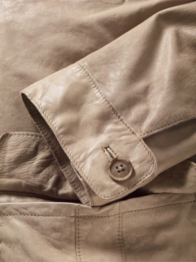 Bohemes Leder-Fieldjacket champagner