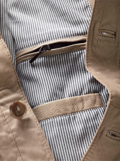Bohemes Leder-Fieldjacket champagner
