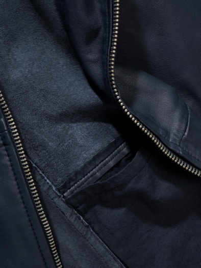 900-Gramm-Lederhoodie tiefseeblau