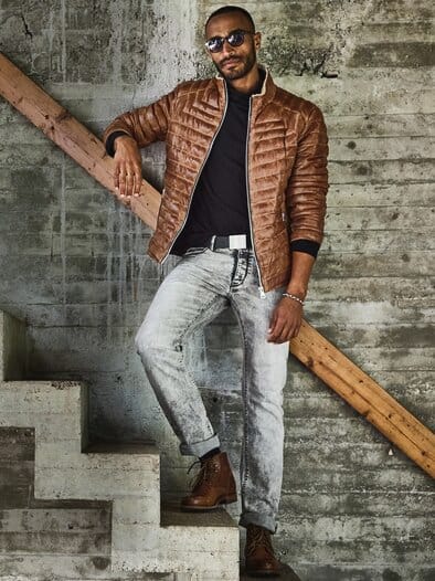 Hartgesottene Lederjacke camel