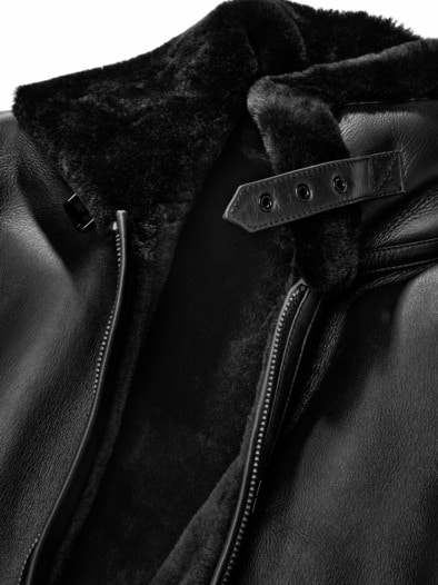 B3 Lammfell-Jacke tiefschwarz