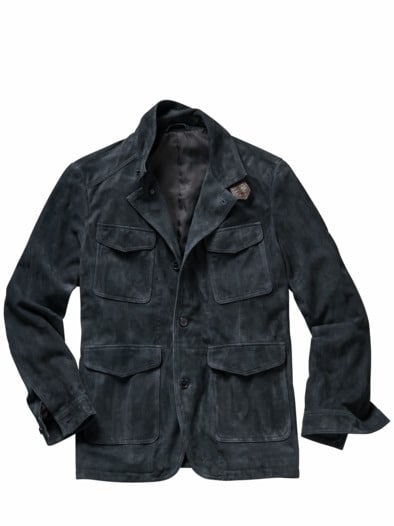 Leder-Feld-Jackett navy