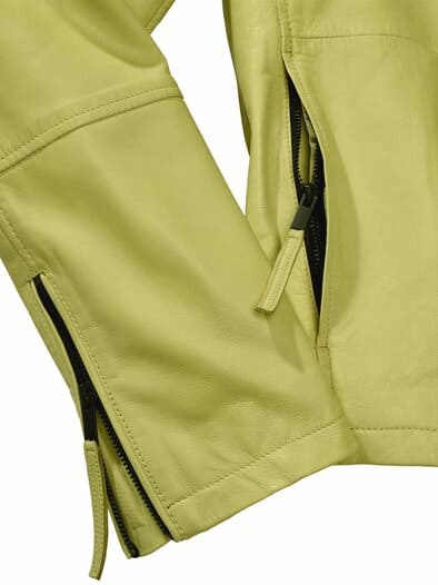 Statement-Lederjacke zitronengelb