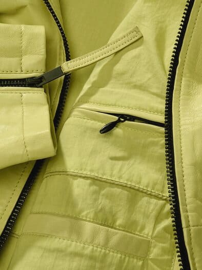 Statement-Lederjacke zitronengelb