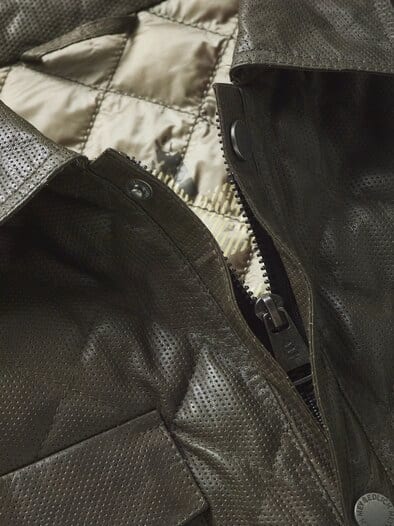 Stepplederjacke olive