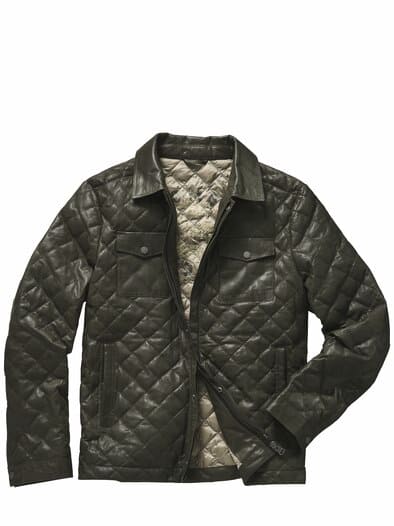 Stepplederjacke olive
