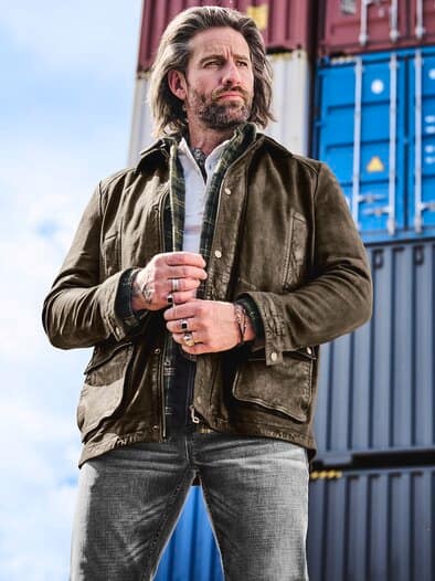 Nubuk-Jacket Waxington nachtolive