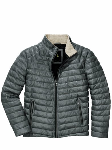 Hartgesottene Lederjacke silbergrau
