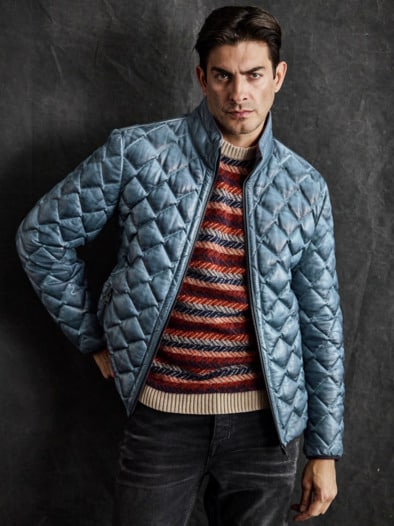 Schwerelose Stepplederjacke denimblau