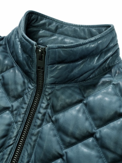 Schwerelose Stepplederjacke denimblau