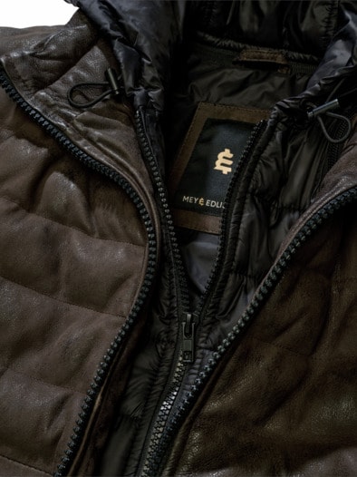 Flexible Stepplederjacke mocca