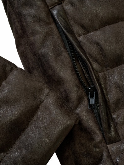 Flexible Stepplederjacke mocca