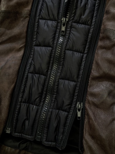 Flexible Stepplederjacke mocca