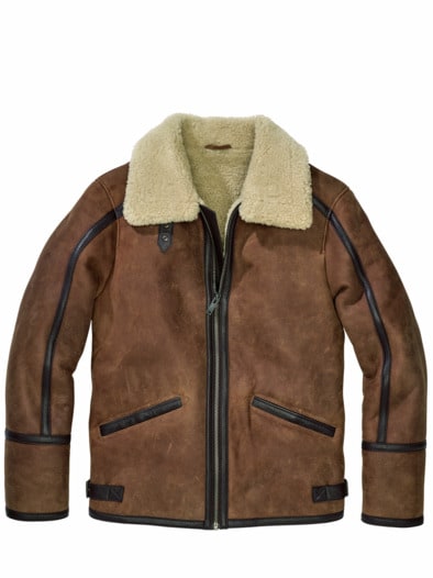 Lammfelljacke Aviator tabakblatt
