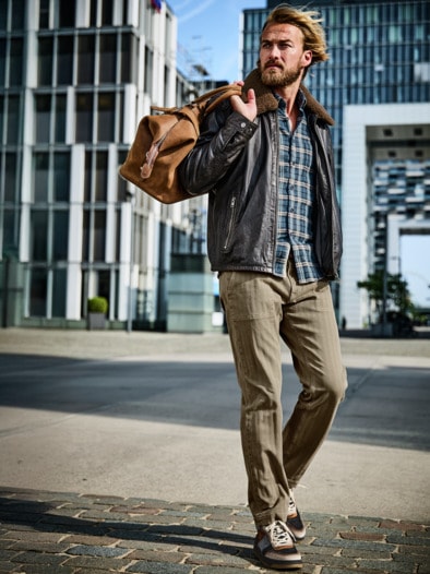 Lederjacke Aviator salmiak