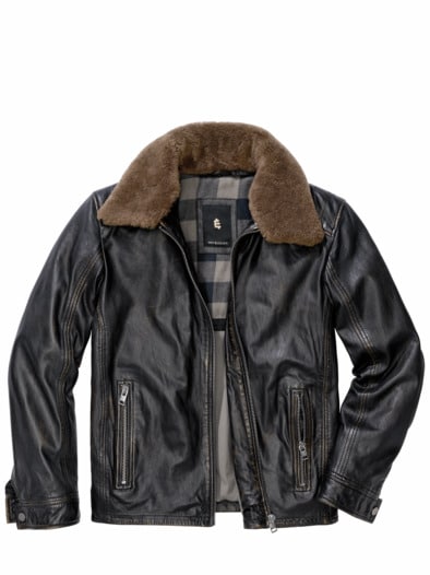Lederjacke Aviator salmiak