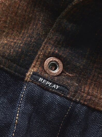 Denim-Flanell-Hybridjacke denim/kupfer