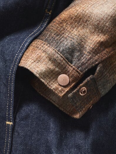 Denim-Flanell-Hybridjacke denim/kupfer
