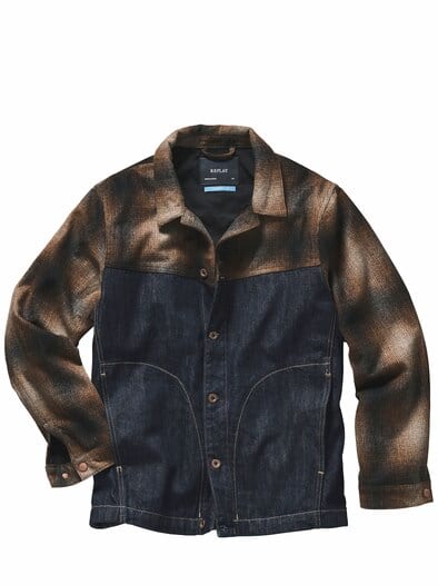 Denim-Flanell-Hybridjacke denim/kupfer