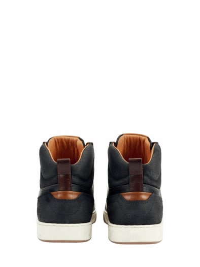 High-Top-Sneaker stahlblau/cognac