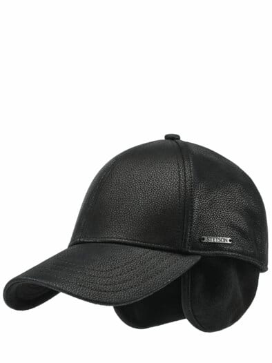 Leder-Baseballcap nachtschwarz