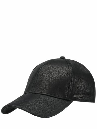 Leder-Baseballcap nachtschwarz