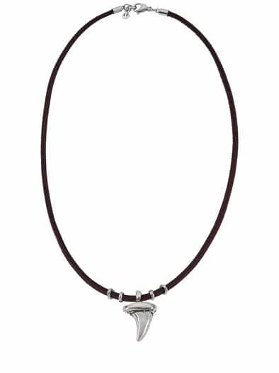Silberner Zahn am Bande kaffee/stahl