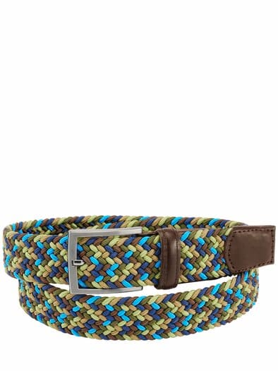 Hagelslag-Flechtgürtel mokka/cyan/limone