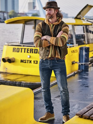 Leder/Textilgürtel blaubeere/marone