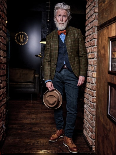 Leder/Textilgürtel blaubeere/marone