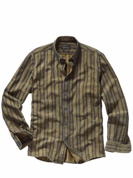 Streiftour-Hemd messing-denim