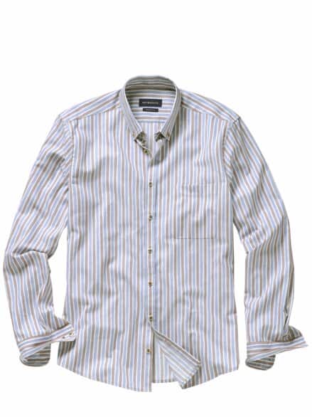 Dünenstreifen-Hemd stahlblau/bronze