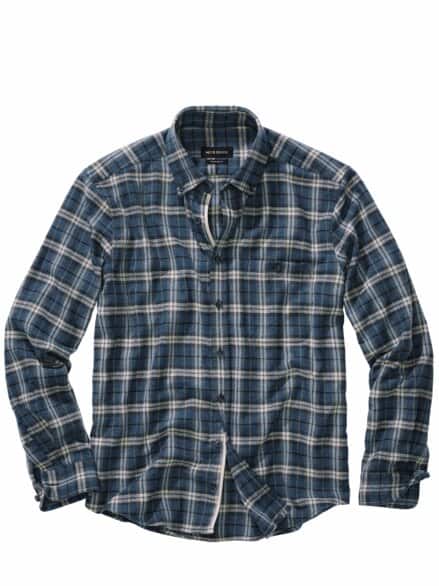 Transformiertes Flanellhemd flussblau Transformiertes Flanellhemd flussblau