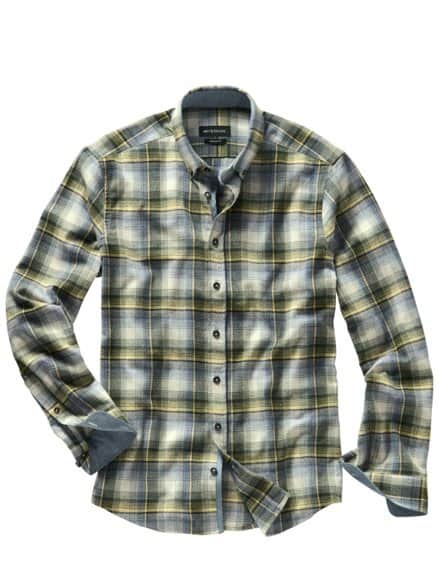 Großkariertes Flanellhemd oliv/denim Großkariertes Flanellhemd oliv/denim