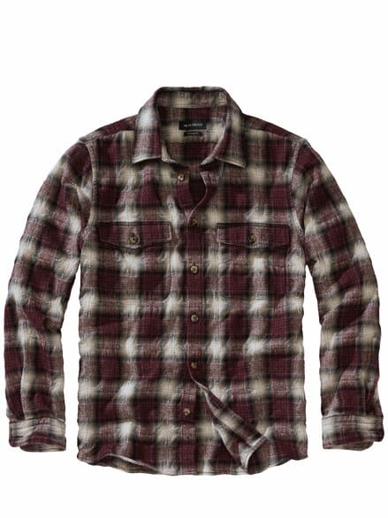 Bitte-nicht-bügeln-Overshirt bordeauxkaro