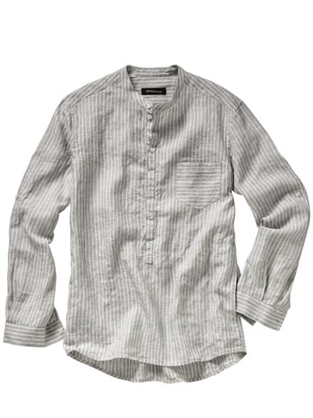 Fischerhemd Streifen grau/weiß