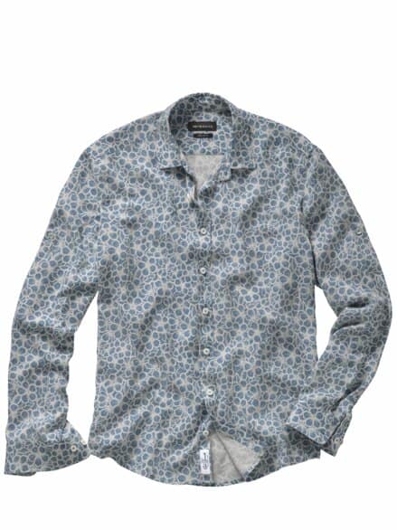 Blumenmosaik-Hemd basaltblau