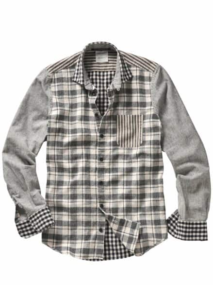 Collab Patchworkhemd to29pas grau/weiß