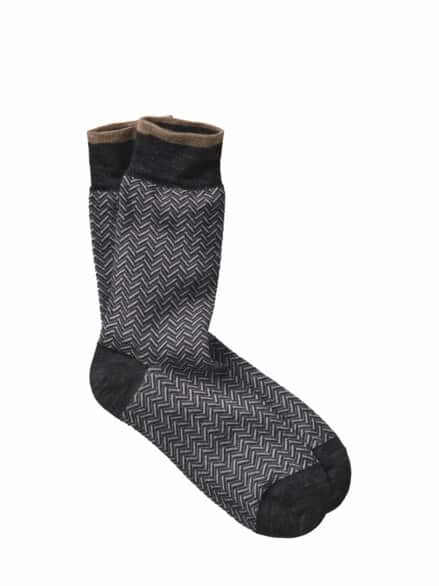 Uhrwerk-Socke Fischgrat asphalt