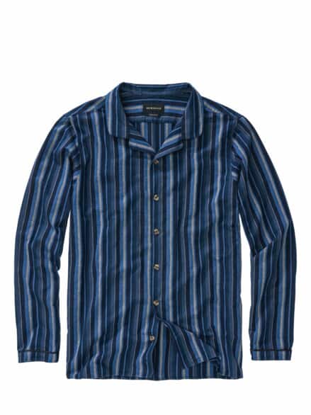 Geruhsame-Nächte-Pyjamashirt Streifen nachtblau